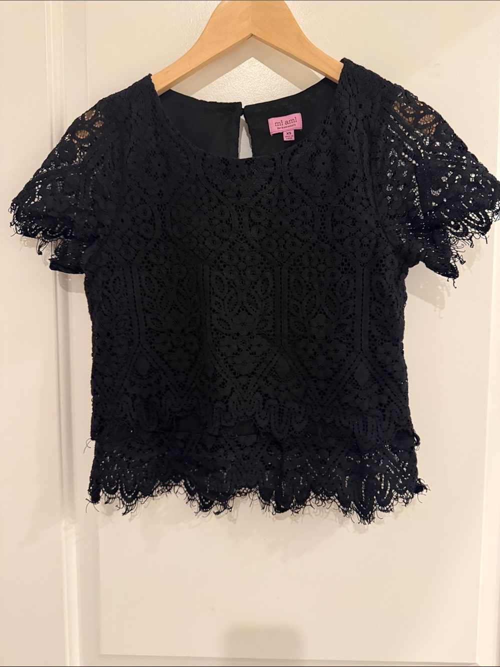 Miami Black Lace Short Sleeve Top